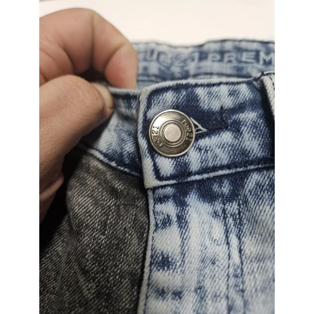 Rue 21 Prem Jeans Mens 26x30 Skinny Supreme Grunge Hippie Moto Acid Wash Patches